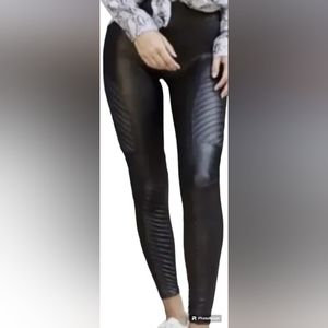 SPANX Size XS Black Faux Leather MOTO LEGGINGS Women’s